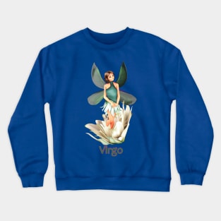 Virgo woman girl fairy faerie elf standing in lily Crewneck Sweatshirt